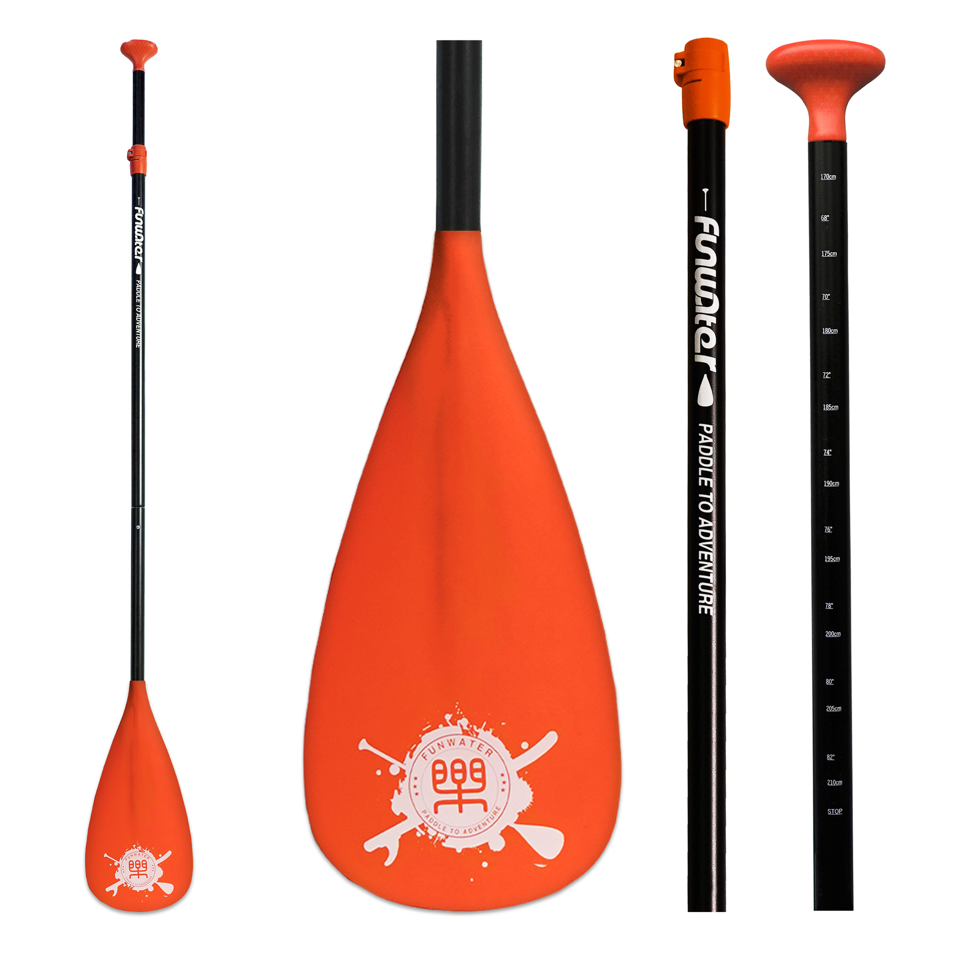 Orange single-headed paddle-black oar